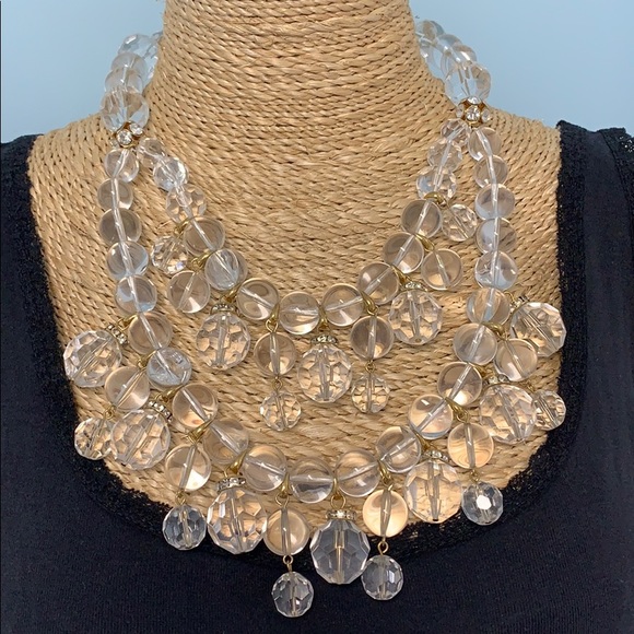 J. Crew festive clear and gold tone noticed two beads have cracks - Picture 2 of 9